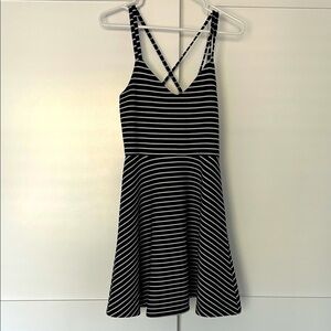 French Connection Black and White Striped Mini Dress